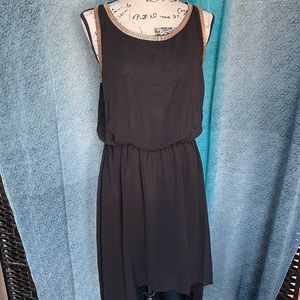 ISSI Grecian Goddess Black & Gold Metallic High Low Dress Sz S